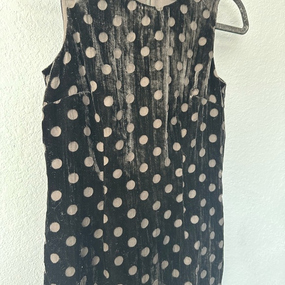 Elagant Ann Taylor Velvet Black Polka Dot Burnout Mini Dress Size 00 Small - Picture 5 of 8